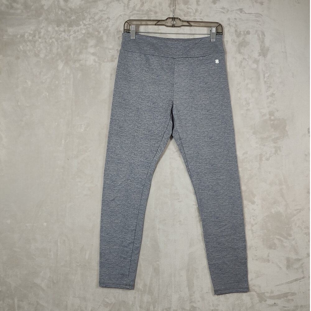 Lucky Brand Gray Activewear Leggings White Clover Logo High Waist Size Medium